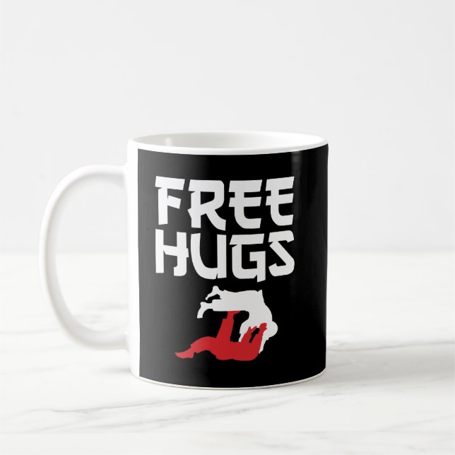 Funny Free Hugs BJJ Jiu Jitsu Takedown Kaffeetasse (Links)