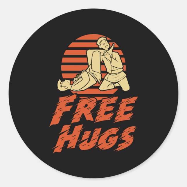 Funny Free Hugs - Brasilianisch Jiu-Jitsu, BJJ Gif Runder Aufkleber (Vorderseite)