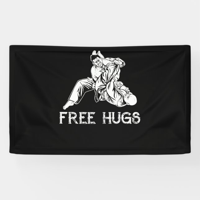 Funny Free Hugs Brasilianischer Jiu-Jitsu MIXED MA Banner (Horizontal)