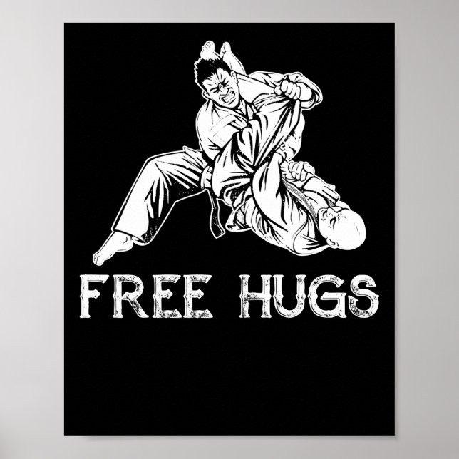 Funny Free Hugs Brasilianischer Jiu-Jitsu MIXED MA Poster (Vorne)