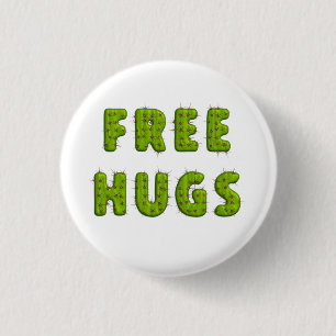 Funny free hugs cactus typography Spaß Button