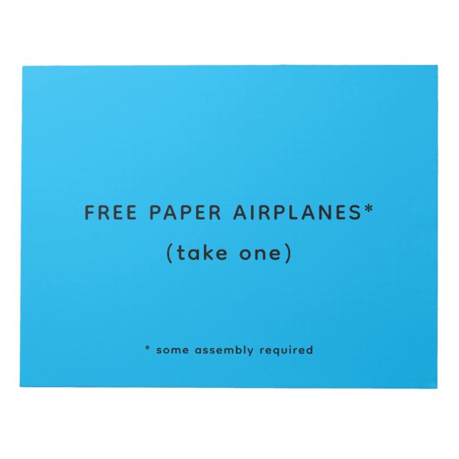 Funny Free Paper Flugzeuge Joke Notizblock (Vorderseite)