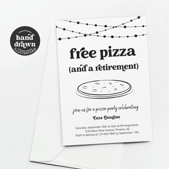 Funny Free Pizza & a Retirement Party Einladung (Von Creator hochgeladen)
