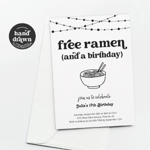 Funny Free Ramen Geburtstagsparty Einladung