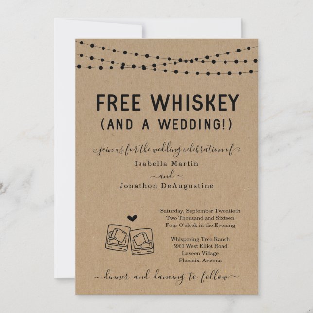 Funny Free Whiskey und eine Einladung zur Hochzeit (Vorderseite)