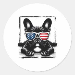 Funny French Bulldog American Flag 4. Juli Flag Runder Aufkleber