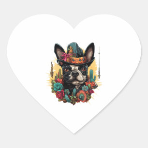 Funny French Bulldog Art Classic T - Shirt Herz-Aufkleber
