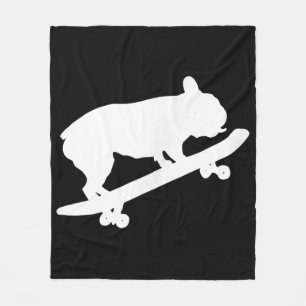Funny French Bulldog auf Skateboard Art Boys Männe Fleecedecke