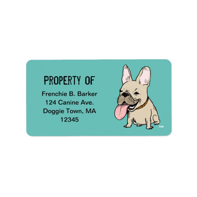Funny French Bulldog Cartoon Dog Property Labels Adressaufkleber (Vorne)