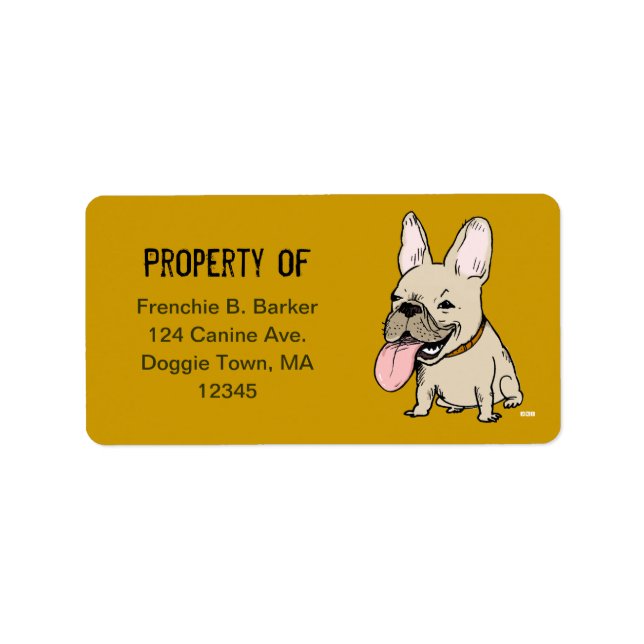 Funny French Bulldog Cartoon Dog Property Labels Adressaufkleber (Vorne)