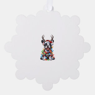 Funny French Bulldog Christmas Light Weihnachtsman Ornament Karte