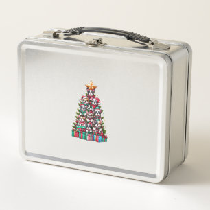 Funny French Bulldog Christmas Tree Weihnachtsmann Metall Brotdose