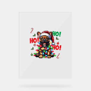 Funny French Bulldog Christmas Weihnachtsmannmütze Acrylschild