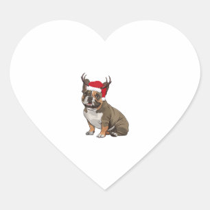 Funny French Bulldog Christmas Weihnachtsmannmütze Herz-Aufkleber