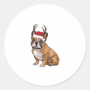 Funny French Bulldog Christmas Weihnachtsmannmütze Runder Aufkleber