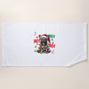 Funny French Bulldog Christmas Weihnachtsmannmütze Strandtuch
