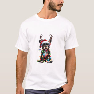 Funny French Bulldog Christmas Weihnachtsmannmütze T-Shirt