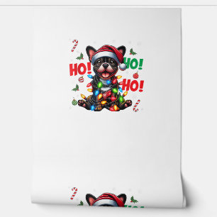 Funny French Bulldog Christmas Weihnachtsmannmütze Tapete