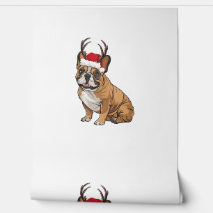 Funny French Bulldog Christmas Weihnachtsmannmütze Tapete