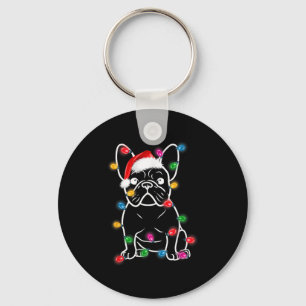 Funny French Bulldog Dog Tree Christmas Lights Paj Schlüsselanhänger