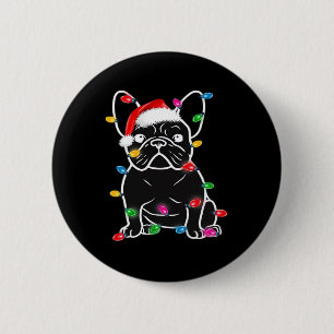 Funny French Bulldog Dog Tree Christmas Lights Xma Button