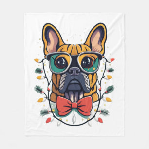 Funny French Bulldog Dog Tree Christmas Lights Xma Fleecedecke