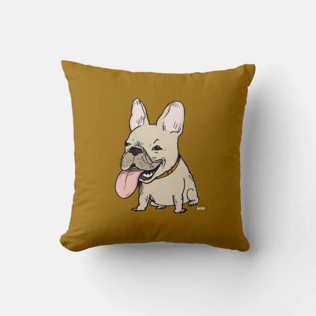 Funny French Bulldog - Farbe anpassbar Kissen (Vorderseite)