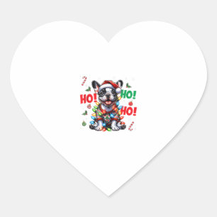 Funny French Bulldog HO HO HO Weihnachts-Weihnacht Herz-Aufkleber