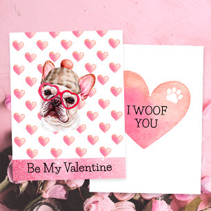 Funny French Bulldog I Woof You Dog Valentinstag Feiertagskarte