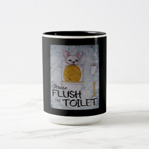 Funny French Bulldog in der Toilette Hunde-Lover Zweifarbige Tasse