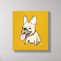 Funny French Bulldog mit riesigem Zungenstich