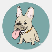 Funny French Bulldog mit riesigem Zungenstich