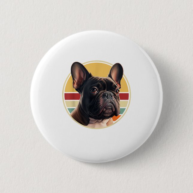 Funny French Bulldog Retro Outfits Niedlich für Button (Vorderseite)