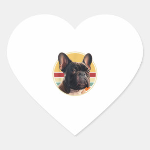 Funny French Bulldog Retro Outfits Niedlich für Herz-Aufkleber