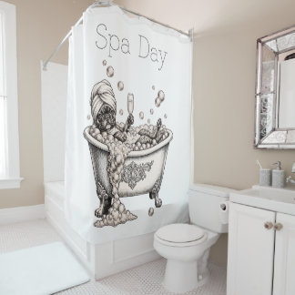 Funny French Bulldog Spa Day Shower Curtain Duschvorhang