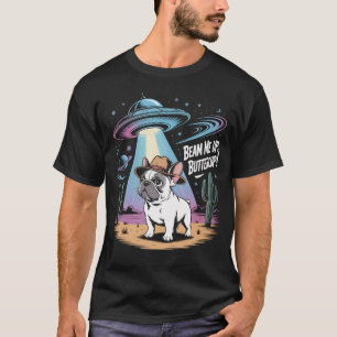 Funny French Bulldog UFO Alien Abduction T - Shirt