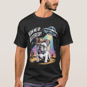 Funny French Bulldog UFO Alien Abduction T - Shirt