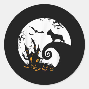 Funny French Bulldog und Moon Halloween Kostüm Runder Aufkleber