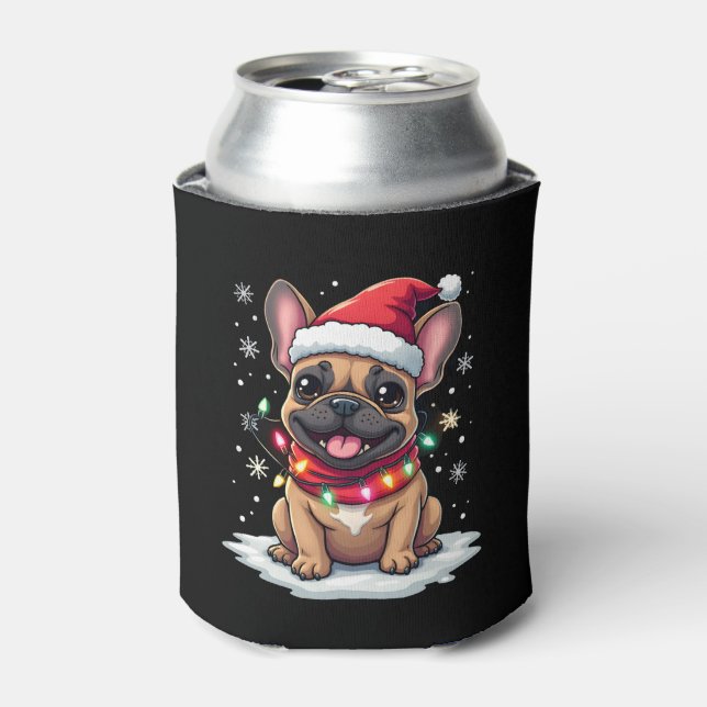 Funny French Bulldogs Christmas Weihnachtsmannmütz Dosenkühler (Kanne Vorderseite)