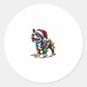 Funny French Bulldogs Christmas Weihnachtsmannmütz Runder Aufkleber