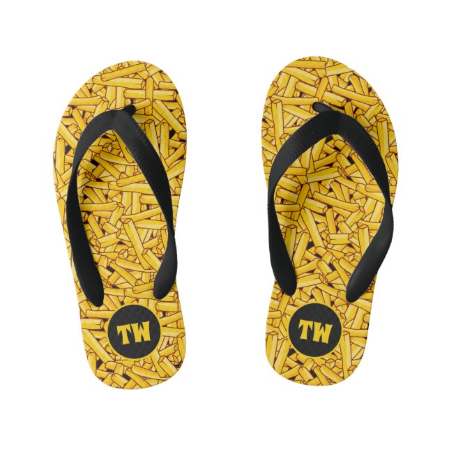Funny French Fries Pattern Personalisiert Kinderbadesandalen (Fußbett)