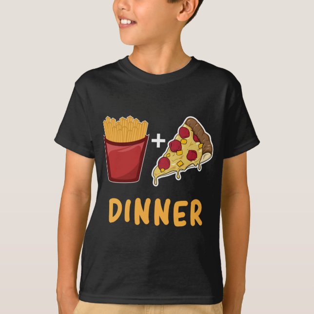 Funny French Fry und Pizza Dinner Geschenk T-Shirt (Vorderseite)