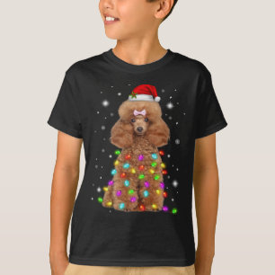 Funny French Poodle Dog Weihnachtsmannmütze Weihna T-Shirt