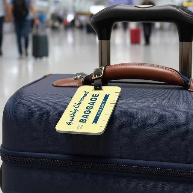 Funny Freshly Churned Baggage Butter Stick Travel  Gepäckanhänger (Funny Stick of Butter Custom Luggage tag personalized with your contact information on the reverse.)