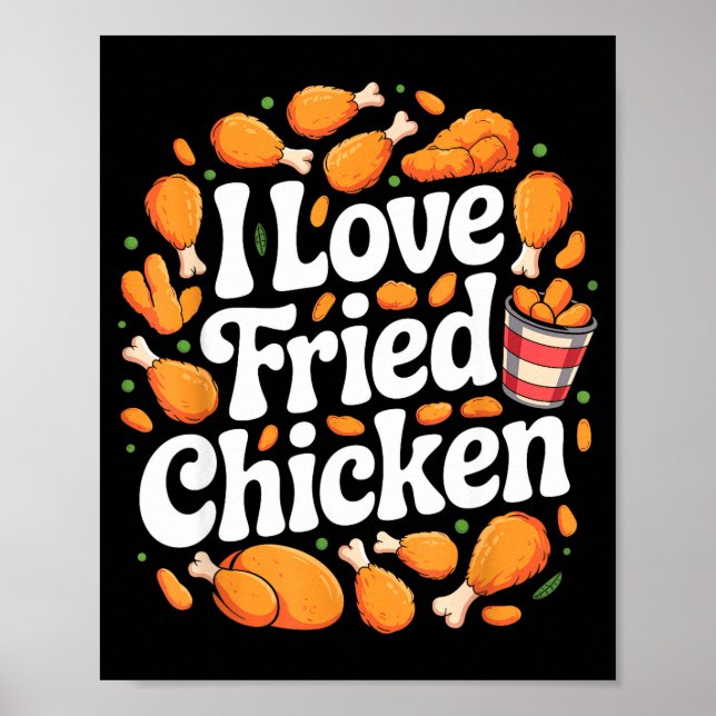 Funny Fried Chicken Art For Men Women Kids Fast Fo Poster (Vorne)