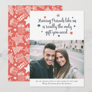 Funny Friends Modernes Weihnachts-Foto Weiß Feiertagskarte