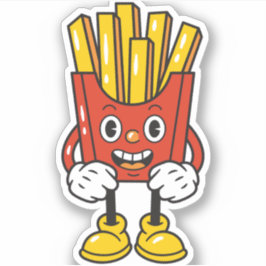 Funny Fries Cartoon Character Aufkleber