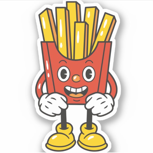 Funny Fries Cartoon Character Aufkleber (Vorderseite)