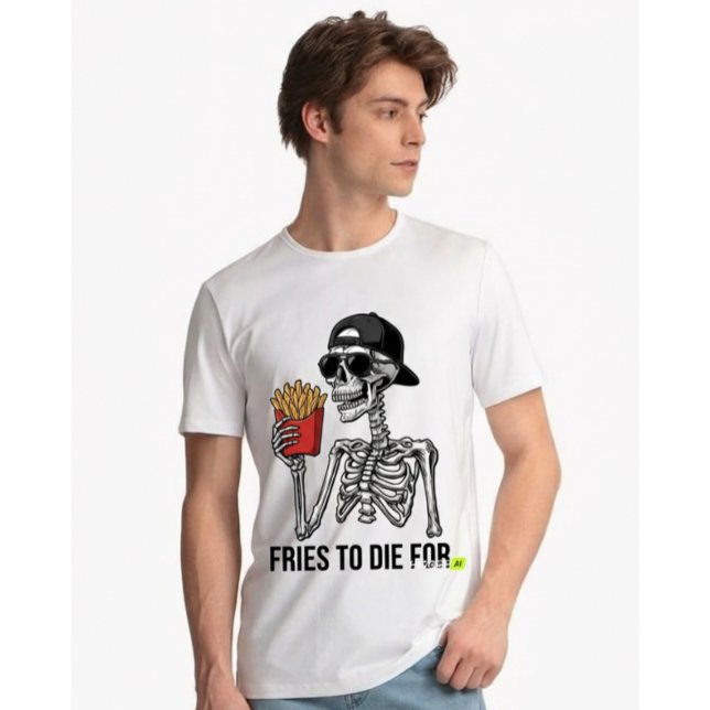 Funny Fries To Die For Skeleton Cool Foodie  Tri-Blend Shirt (Von Creator hochgeladen)