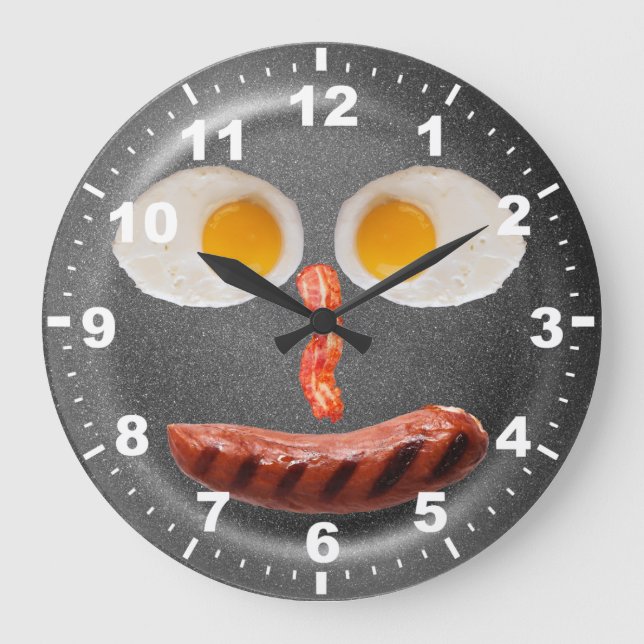 Funny Frigs Eggs Kitchen Wall Clock Große Wanduhr (Vorderseite)